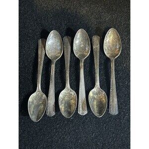 American Silver Co. Art Deco Set Of Six Silver Plate Spoons B1